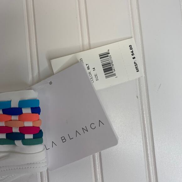 NWT La Blanca Rainbow Woven Waistband  Bikini  Bottom Sz 14 - Picture 5 of 6